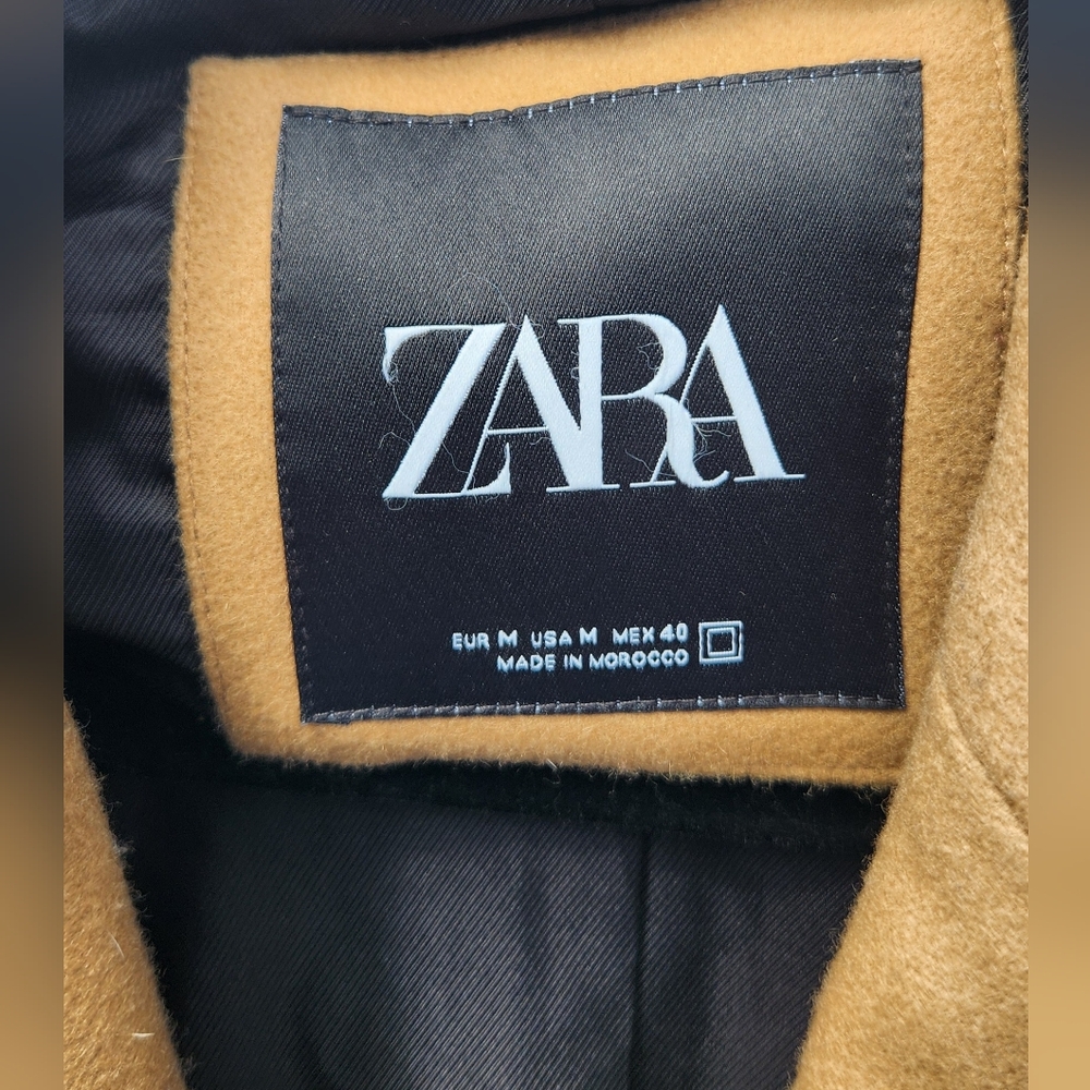 Zara Italian Wool Blend Coat Camel Color Size M Excellent Condition - Picture 3 of 14